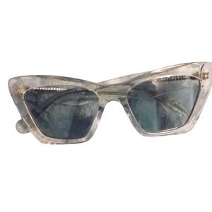 Salvatore Ferragamo Cat Eye Sunglasses Clear Acetate Made in Italy